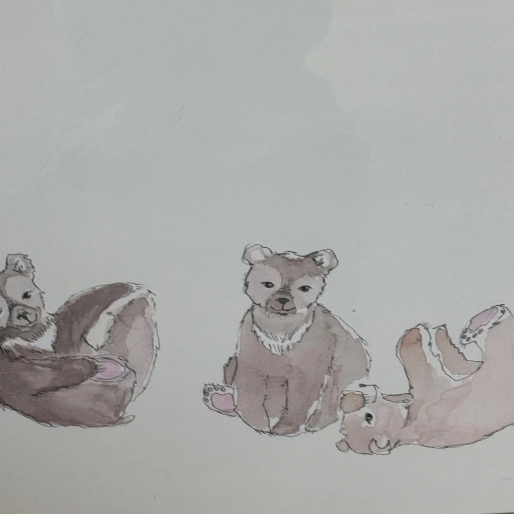 Restoration Hardware Baby nursery art framed birch decor neutral watercolor bear